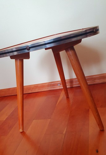 Nierentisch, Blumenbank, Dreibein 50er / 60er Jahre Mid Century, rot, Rockabilly - Bild 4 von 5