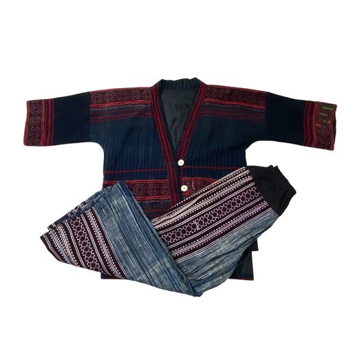 Stammes-Thai Lanna chinesische Miao Akha ethnische Oberbekleidung Kostüm Jacke Oberteil & Hose - Bild 3 von 19