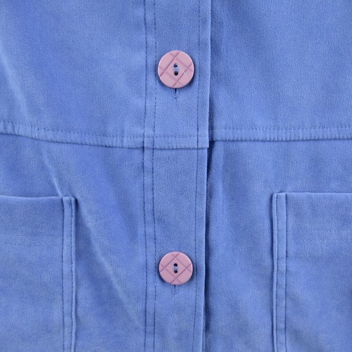 Susan Graver Style Womens Jacket Medium Blue Long Sleeve Crushed Velvet Pockets - Picture 5 of 10