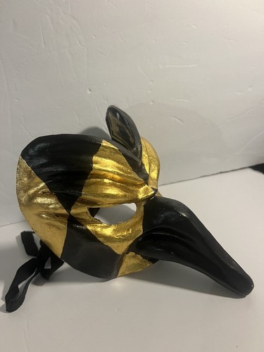 Vtg La Venexiana, Black & Gold  Masquerade  Mask, Italian Mardi Gras ￼ - Picture 1 of 13