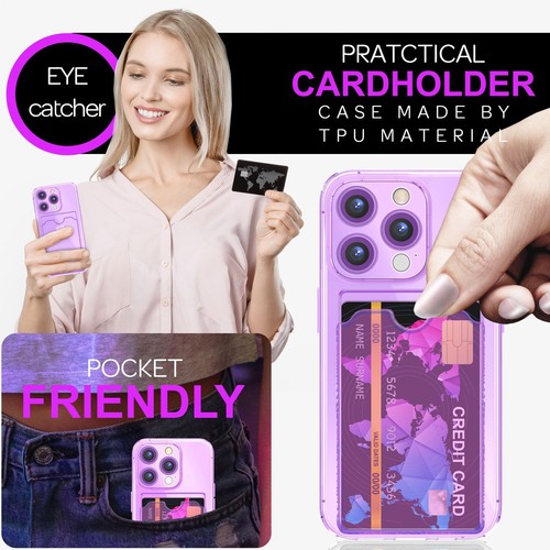 Funda de neón transparente con soporte para tarjetas para iPhone 16 Pro Max, funda de móvil colorida - Imagen 21 de 57