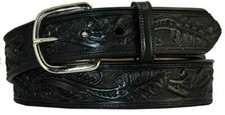 Men's Genuine Western Black leather casual belt Amish crafted made in the USA