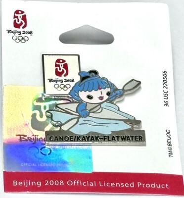 2008 Olympic Pin Canoe Kayak Flat Water Mascot Beijing