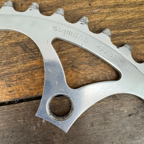 Vintage Shimano Deore XT Chainring Set FC-M730 48 38 28 110 74 BCD Aluminum 80s - Picture 3 of 15