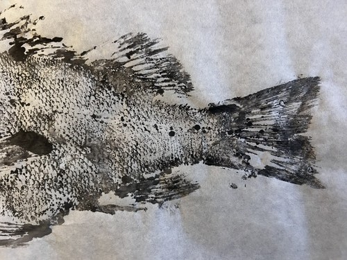 Original Gyotaku Fish Print Traditional Japanese Maritime Art Signed By Artist - Picture 3 of 5