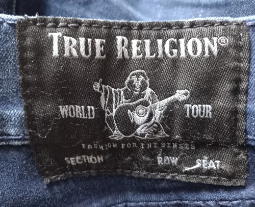 True Religion entspannte dünne Rocco-Klappe große blaue Jeans 32" mit 34L - Bild 3 von 7
