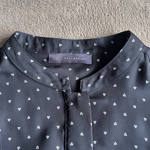 Marks & Spencer Navy and White Print Long Sleeve Satin Tunic UK 12 *in exc cond* - Picture 4 of 24
