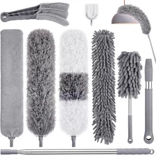 9PCS Dusters for Cleaning,Extendable Microfiber Duster with Extension Pole up to