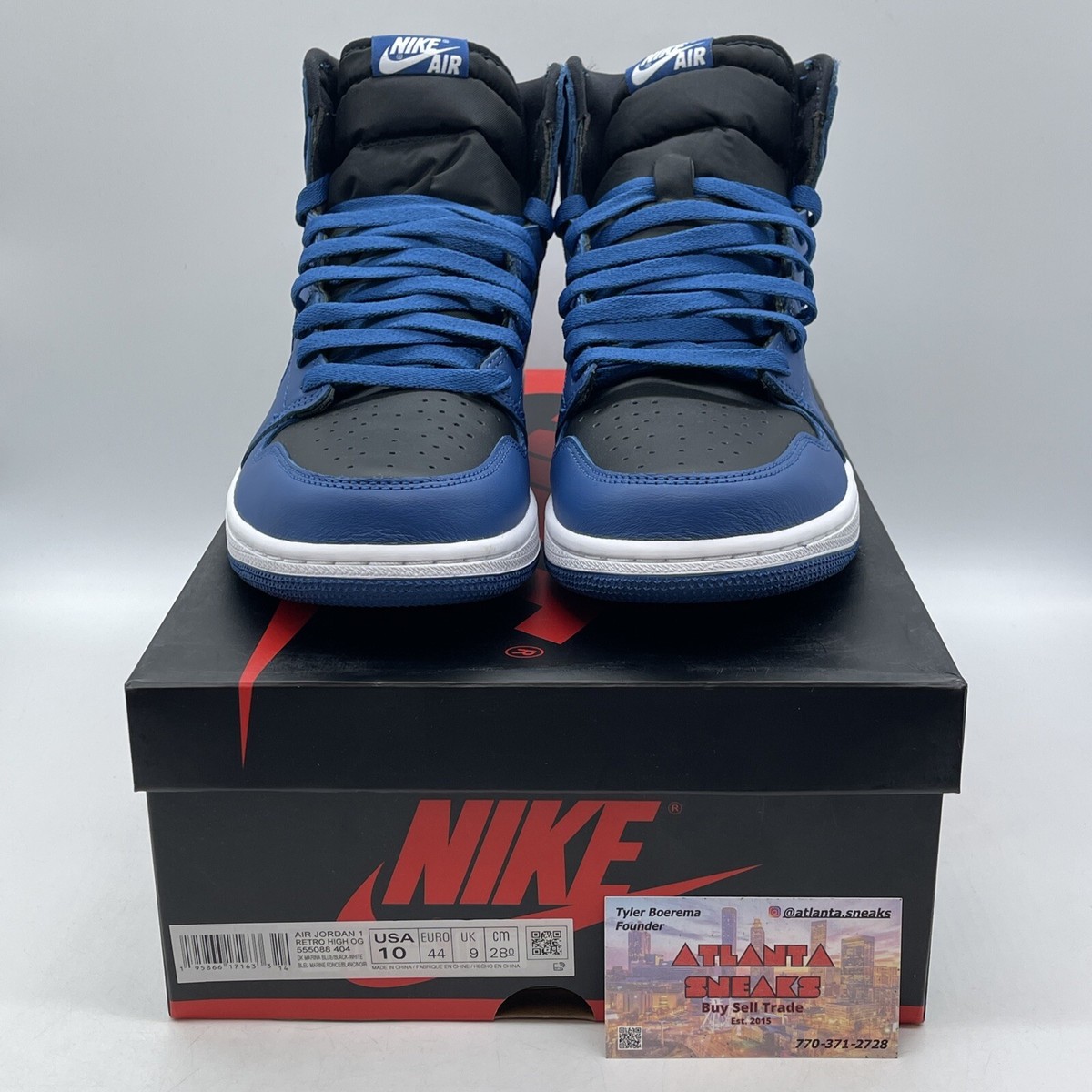 Size 10 - Jordan 1 Retro OG High Dark Marina Blue Black