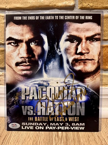 FOTO DE BOXEO 8 X 10 FIRMADA POR MANNY PACQUIAO Ricky Hatton PSA 210 - Imagen 1 de 2
