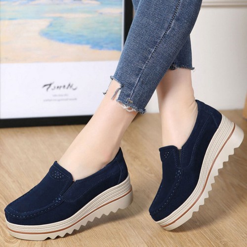 Womens Casual Shoes Platform Ladies Slip On Loafers Round Toe Sneakers Flat Size - Picture 8 of 49