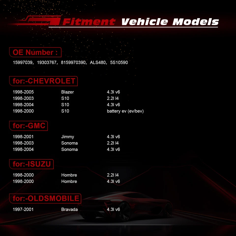 Датчик скорости переднего колеса ABS 2 шт подходит для Chevrolet GMC Sonoma Isuzu 1998-2004 годов выпуска - Изображение 2 из 4