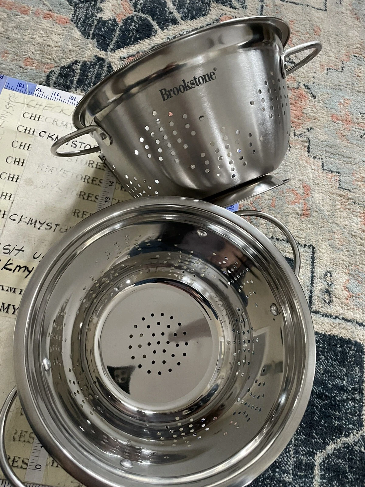 2X New Brookstone 5qt. German Colander Stainless Steel Stain Resistant
