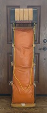 Vintage Adirondack 61" toboggan 2-toned Wood Sled w/ original orange vinyl pad