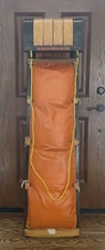 Vintage Adirondack 61" toboggan 2-toned Wood Sled w/ original orange vinyl pad