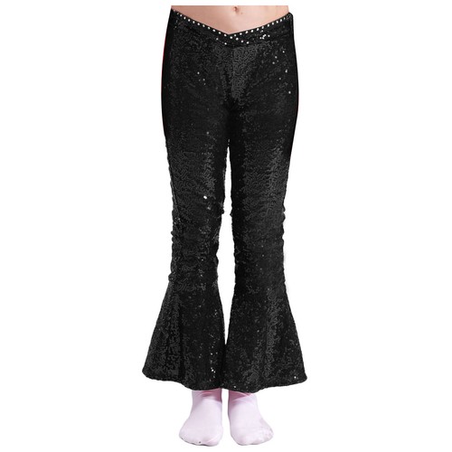 Girls Trousers Birthday Pants Ballroom Bell-Bottom 70s Sweatpants Holiday Jazz - Picture 33 of 47