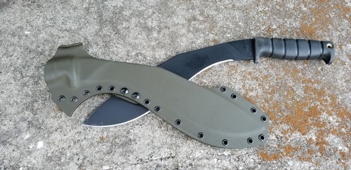 Custom Kydexscheide für "ONTARIO KUKRI 6420" Messer, Pfannkuchen, Gürtelschlaufe (OD) - Bild 5 von 7