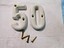 antique ~ salvage ~two white porcelain numbers 5 and 0 (zero) 4" tall #2109
