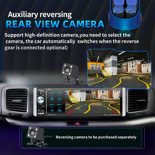 1Din 5.1in Car Radio MP3 USB AUX AM/FM Digital Media Stereo Receiver Mirror Link - Picture 9 of 23