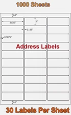 1 x 2 5/8 1000 Mailing Address Shipping Labels Self Adhesive