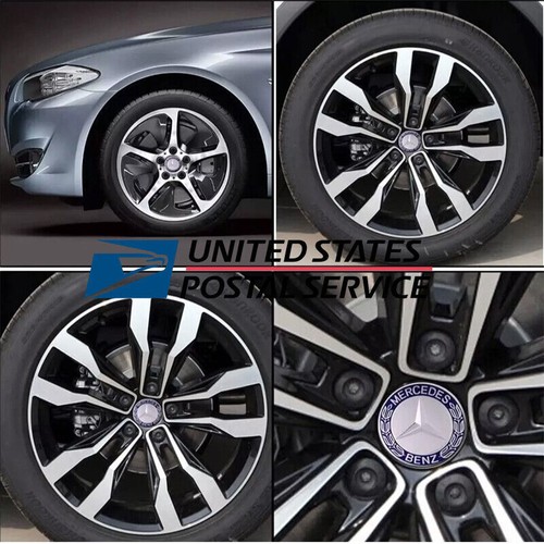 4PCS Mercedes Benz Wheel Center Hub Caps 75mm Dark Blue Logo Badge Emblem - Picture 5 of 5