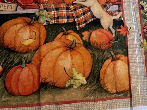 45"x 36"-Red Truck Filled with Pumpkins & Puppy Panel-Susan Winget-Cotton Fabric - Picture 5 of 7