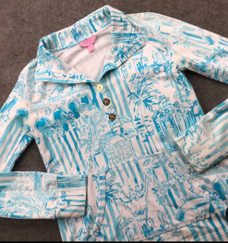 Lilly Pulitzer Pullover Womens Small Blue Skipper Captain Popover La Via Loca - Picture 2 of 4