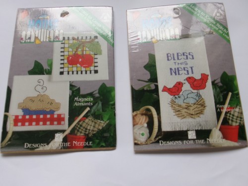 2 KREUZSTICH MAGNET SETS 1 BLESS THIS NEST & 1 CHERRY PIE - Bild 1 von 5
