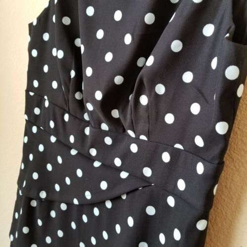 Signature Sabrina schwarz & hellblau gepunktetes Kleid von Dressbarn Größe 16 *S16 - Bild 3 von 4