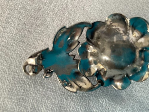 Rose Flower 3D Pendant Sterling Silver Handmade 925 Vintage Patina 2 1/4" - Picture 3 of 3