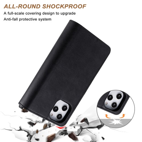 For iPhone 15 14 Pro 13 12 11 Removable Card Leather Zipper Wallet Phone Case - Picture 7 of 24