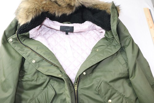 J CREW Perfect Winter Faux Fur Hooded Parka Jacket Size XXL Wild Olive Green - Picture 9 of 24