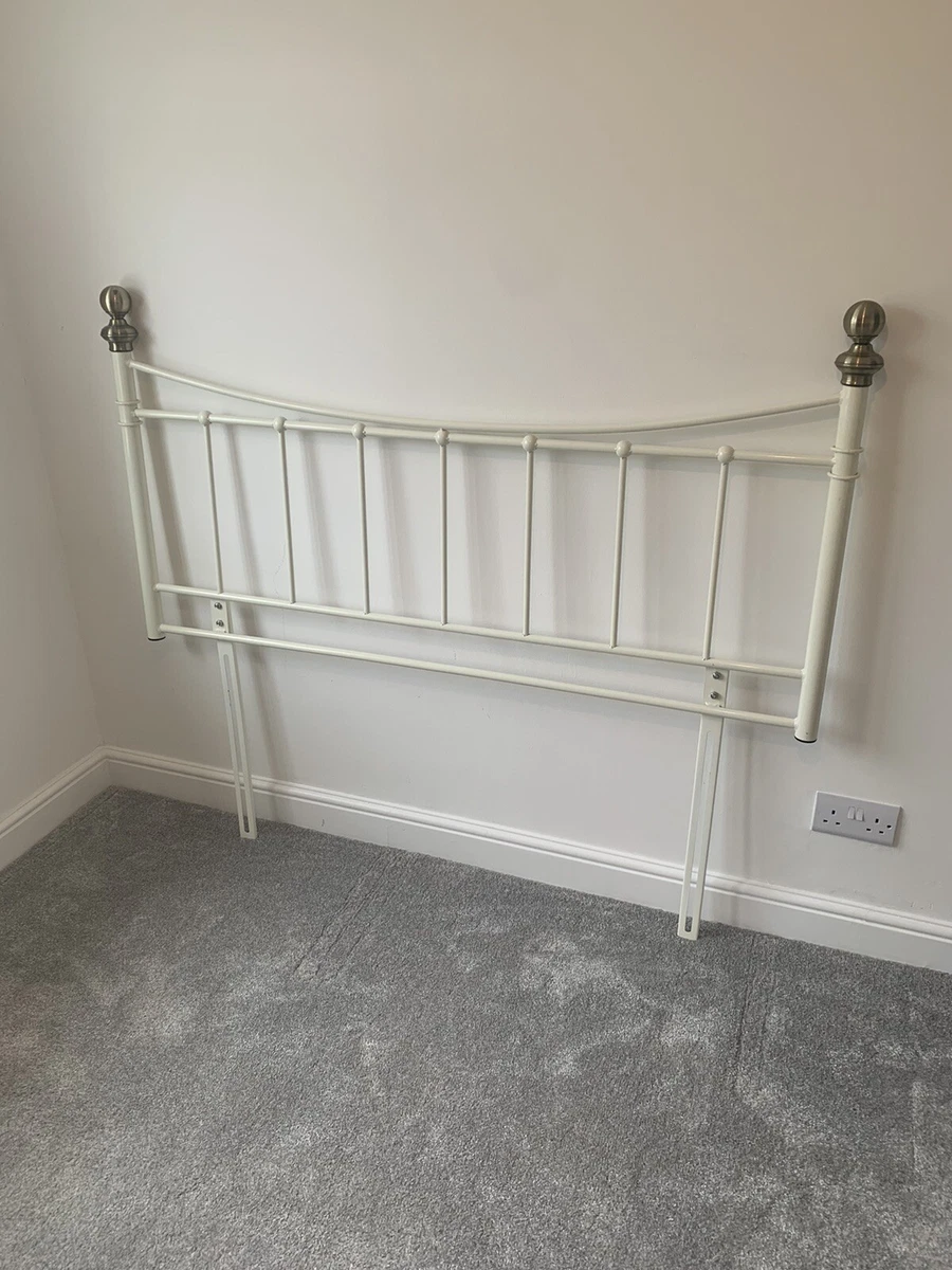 Double Bed Cream Metal Headboard with Brushed Brass Bedknobs eBay