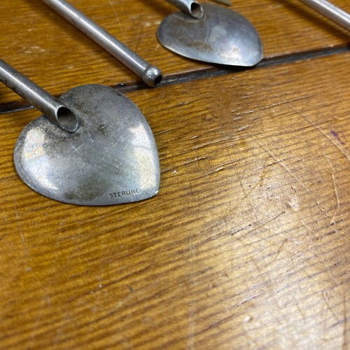 Antique Set of 11 Sterling Silver 7.75" Ice Tea Stirrer Spoons Heart & Scrolls - Picture 13 of 18