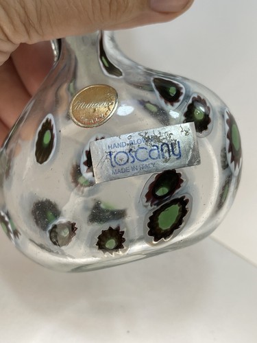 Toscany Murano Italy Blown Millefiori Cane Glass Perfume Bottle w/ Oro Stopper - Picture 7 of 8