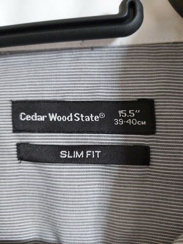 Cedar Wood State Shirt mens size medium 15.5" 39-40" chest Black striped - Picture 3 of 3