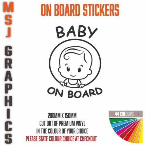 2x Baby on Board Sticker Decals Car Vehicle Adhesive Vinyl 200mm x 150mm - Picture 1 of 2