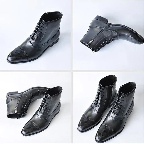 New Men Dress Formal Boots Chelsea Boots Boot Leather Wingtip High Top Shoes UK - Picture 11 of 25