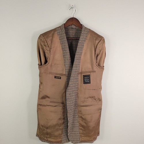 Vintage Sears Sport Coat Blazer 40L Brown Tweed Gun Club Upcycled Double Breast - Picture 8 of 11