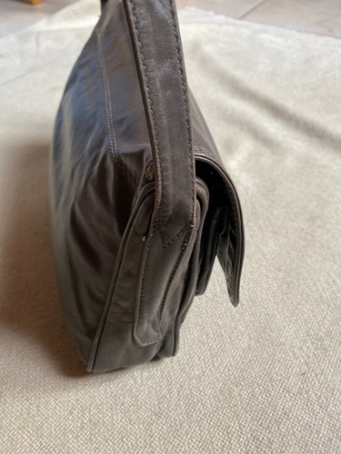 *Enny* Vintage Grey Leather Grab Handbag Bag - Picture 10 of 12