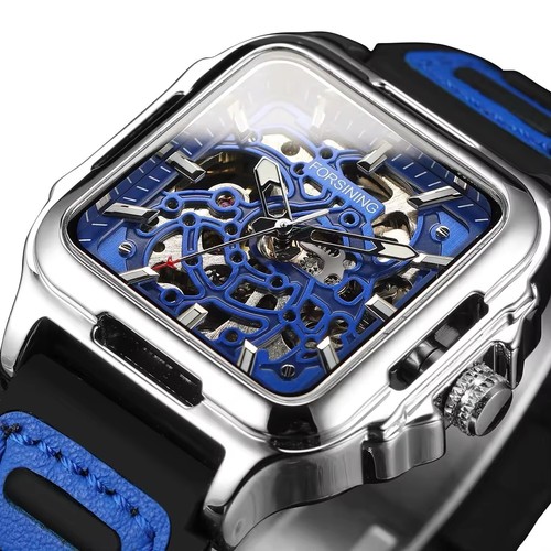 Forsining Men’s Automatic Square Transparent Waterproof Watch - Picture 2 of 7