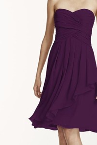 short crinkle chiffon dress with front cascade