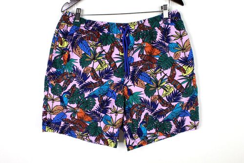 Asos Shorts Mens 2XL Swim Trunks Pink Parrots Hawaiian - Picture 1 of 9