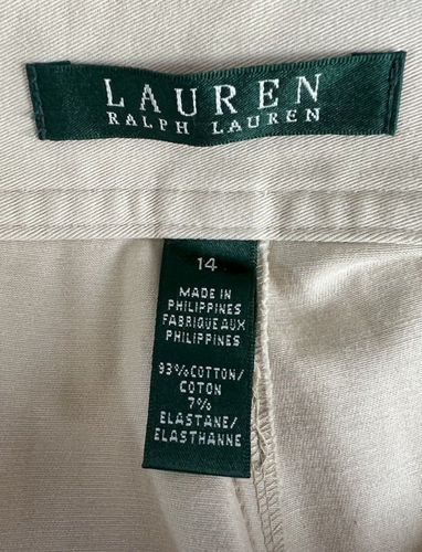 RALPH LAUREN Cropped Pants Size 14 Beige with 7% Stretch Pre-Owned! - Picture 4 of 4