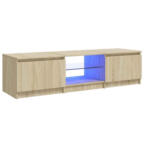 UK TV Cabinet with LED Lights TV Unit Hall Entertainment Cenrtre TV Stand vidaXL - Picture 14 of 48