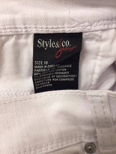 Style & Co Jeans White Mid Rise Tummy Control Boot Leg $49 36x24 Size 18 NWT - Picture 6 of 7