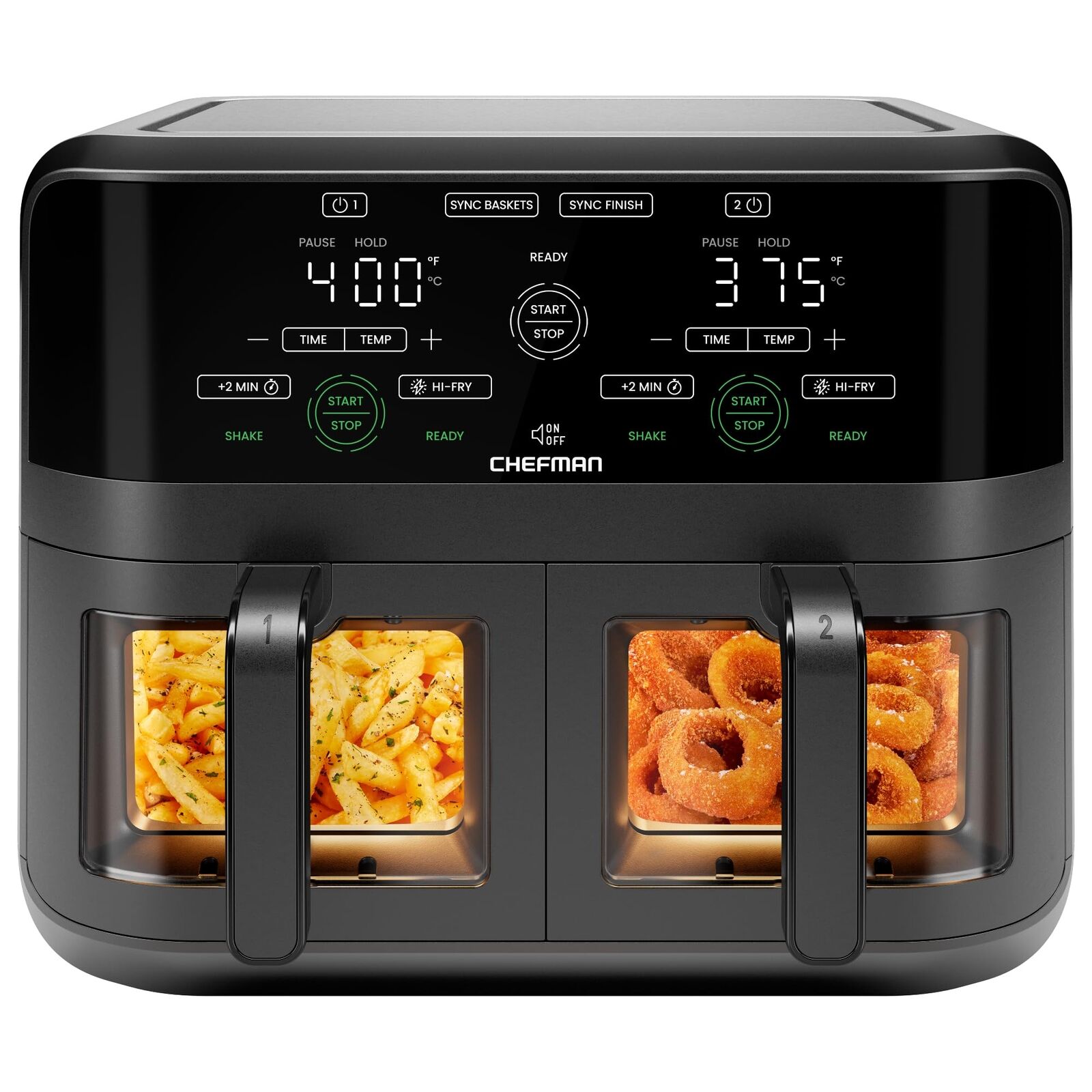 CHEFMAN 6 Quart Dual Basket Air Fryer Oven with Easy View Windows Sync Finish… item image
