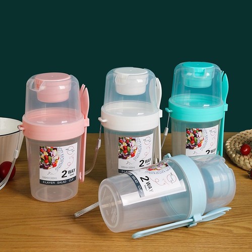 Salad Shaker Cup Container For Lunch Breakfast Yogurt Parfait Cups With Lid Fork - Picture 22 of 36