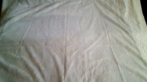 Quaker Stil Cremeweiß 5 1/2" Tropfen Blumen Polyester Tischdecke 58" x 60" Vintage - Bild 3 von 7