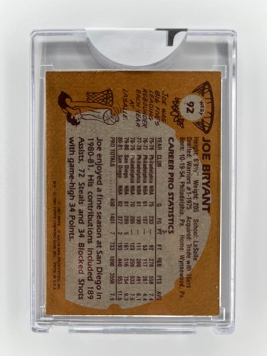 1980-81 Topps #92 Joe Bryant San Diego Clippers (Kobe Dad) - Bild 2 von 2